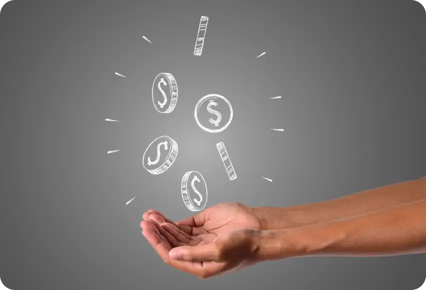 Manos recibiendo dinero que simbolizan las comisiones superiores a la media obtenidas a través del programa de afiliados de Spectrum.